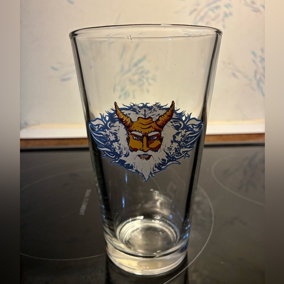 Decorative Glass with Blue and Yellow Design - Picture 1 of 5